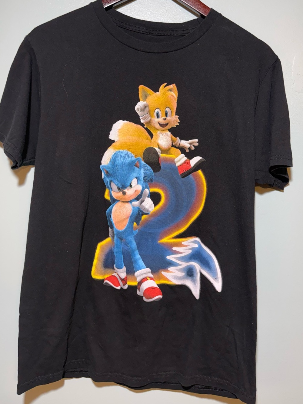 Sonic 2 Graphic Tee - Black with Blue & Yellow Characters